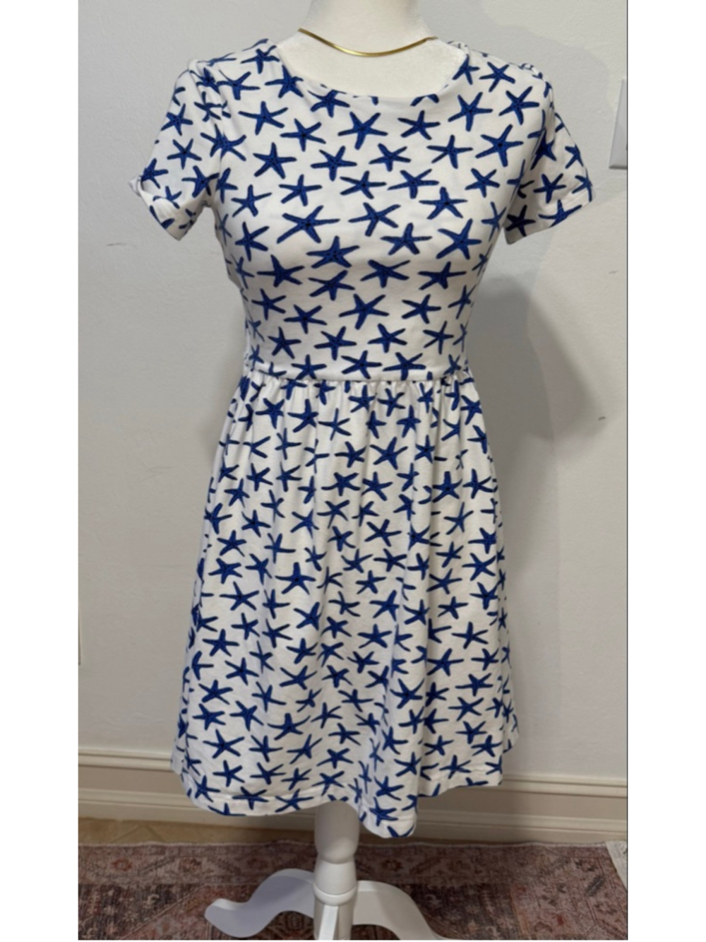 Kate Spade Mini Dress S White Blue Starfish open back
